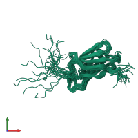 PDB entry 2kpw coloured by chain, ensemble of 20 models, front view.