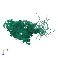 PDB entry 2kq2 coloured by chain, ensemble of 20 models, top view.