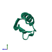 PDB entry 2kq4 coloured by chain, ensemble of 10 models, side view.