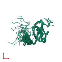 PDB entry 2kq7 coloured by chain, ensemble of 15 models, front view.