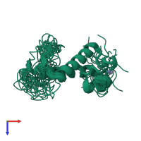 PDB entry 2kq9 coloured by chain, ensemble of 20 models, top view.