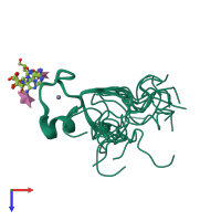 PDB entry 2kqe coloured by chain, ensemble of 10 models, top view.