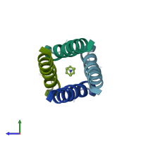 PDB entry 2kqt coloured by chain, ensemble of 17 models, side view.