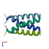 PDB entry 2kqt coloured by chain, ensemble of 17 models, top view.