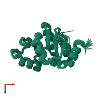 PDB entry 2kqv coloured by chain, ensemble of 20 models, top view.