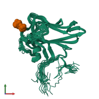 PDB entry 2kr2 coloured by chain, ensemble of 20 models, front view.