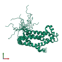 PDB entry 2kr9 coloured by chain, ensemble of 15 models, front view.