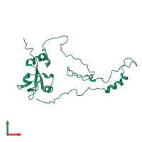 Monomeric assembly 1 of PDB entry 2krg coloured by chemically distinct molecules, front view.