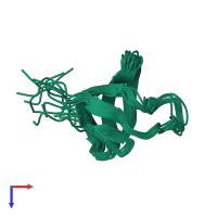 PDB entry 2krn coloured by chain, ensemble of 10 models, top view.