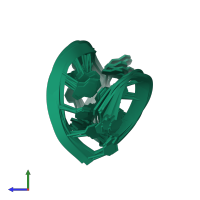 PDB entry 2krq coloured by chain, ensemble of 10 models, side view.