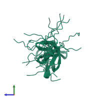 PDB entry 2krs coloured by chain, ensemble of 20 models, side view.