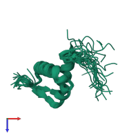 PDB entry 2kru coloured by chain, ensemble of 20 models, top view.