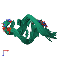 PDB entry 2kry coloured by chain, ensemble of 10 models, top view.