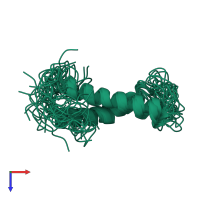 PDB entry 2ksd coloured by chain, ensemble of 20 models, top view.