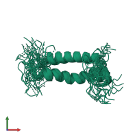 PDB entry 2kse coloured by chain, ensemble of 20 models, front view.