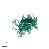 PDB entry 2kse coloured by chain, ensemble of 20 models, side view.