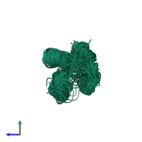 PDB entry 2ksf coloured by chain, ensemble of 20 models, side view.