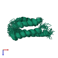 PDB entry 2ksf coloured by chain, ensemble of 20 models, top view.