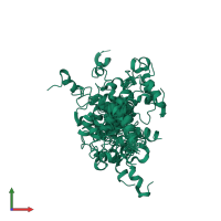 PDB 2ksg coloured by chain and viewed from the front.