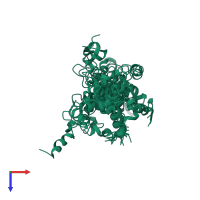 PDB entry 2ksg coloured by chain, ensemble of 20 models, top view.