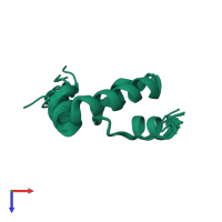 PDB entry 2ksl coloured by chain, ensemble of 25 models, top view.