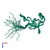 PDB entry 2kss coloured by chain, ensemble of 20 models, top view.