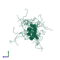 PDB entry 2ksy coloured by chain, ensemble of 30 models, side view.