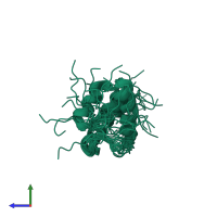 PDB entry 2kta coloured by chain, ensemble of 20 models, side view.