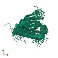 PDB entry 2kte coloured by chain, ensemble of 18 models, front view.