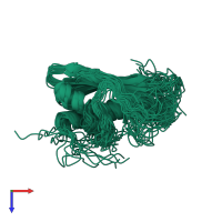 PDB entry 2kte coloured by chain, ensemble of 18 models, top view.