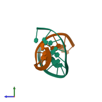 PDB entry 2ktp coloured by chain, side view.