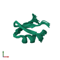 PDB entry 2ktx coloured by chain, ensemble of 18 models, front view.