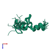 PDB entry 2ku3 coloured by chain, ensemble of 20 models, top view.