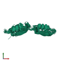PDB entry 2kue coloured by chain, ensemble of 30 models, front view.