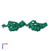 PDB entry 2kue coloured by chain, ensemble of 30 models, top view.