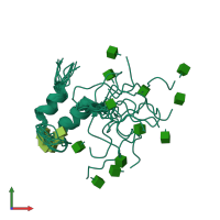PDB entry 2kuy coloured by chain, ensemble of 12 models, front view.