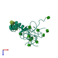 PDB entry 2kuy coloured by chain, ensemble of 12 models, top view.