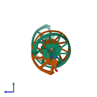 PDB entry 2kv0 coloured by chain, ensemble of 11 models, side view.