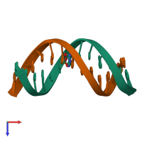 PDB entry 2kv0 coloured by chain, ensemble of 11 models, top view.
