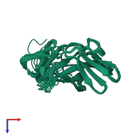 PDB entry 2kvb coloured by chain, ensemble of 20 models, top view.