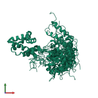 PDB entry 2kvd coloured by chain, ensemble of 15 models, front view.