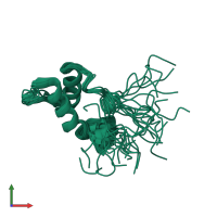 PDB entry 2kve coloured by chain, ensemble of 15 models, front view.