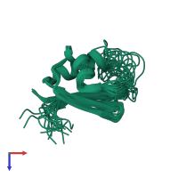 PDB entry 2kvi coloured by chain, ensemble of 20 models, top view.