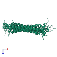 PDB entry 2kvl coloured by chain, ensemble of 10 models, top view.