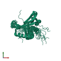 PDB entry 2kvo coloured by chain, ensemble of 20 models, front view.