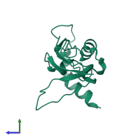 Ubiquitin carboxyl-terminal hydrolase 7 in PDB entry 2kvr, assembly 1, side view.