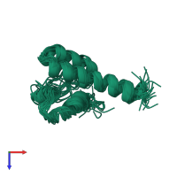 PDB entry 2kvs coloured by chain, ensemble of 20 models, top view.