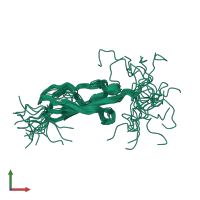 PDB entry 2kvz coloured by chain, ensemble of 20 models, front view.