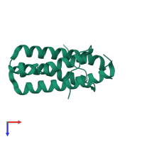 Homo dimeric assembly 1 of PDB entry 2kw6 coloured by chemically distinct molecules, top view.