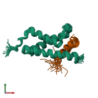 PDB entry 2kwf coloured by chain, ensemble of 20 models, front view.